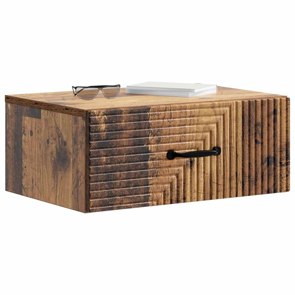 Wall Mounted Nightstand Reclaimed Wood Look 49 X 34.5 X 20 Cm