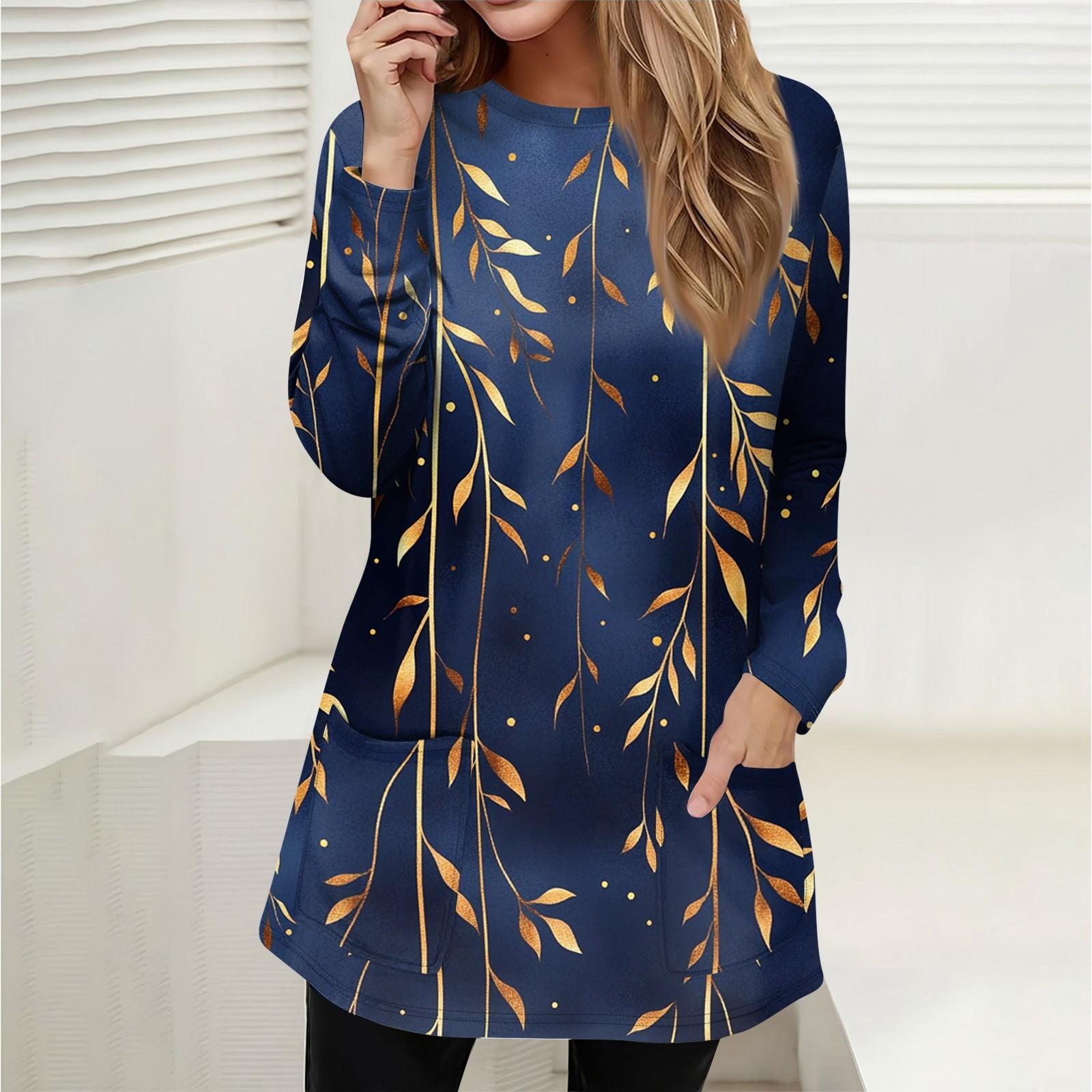 

Женская толстовка, пуловер, спортивная одежда, карман, принт, повседневный топ с круглым вырезом и длинными рукавами XXXL тёмно-синий