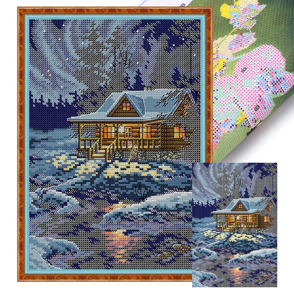 

Полная вышивка Эко-хлопковой нитью 14CT Напечатанный Набор для вышивания крестом Домик Искусство