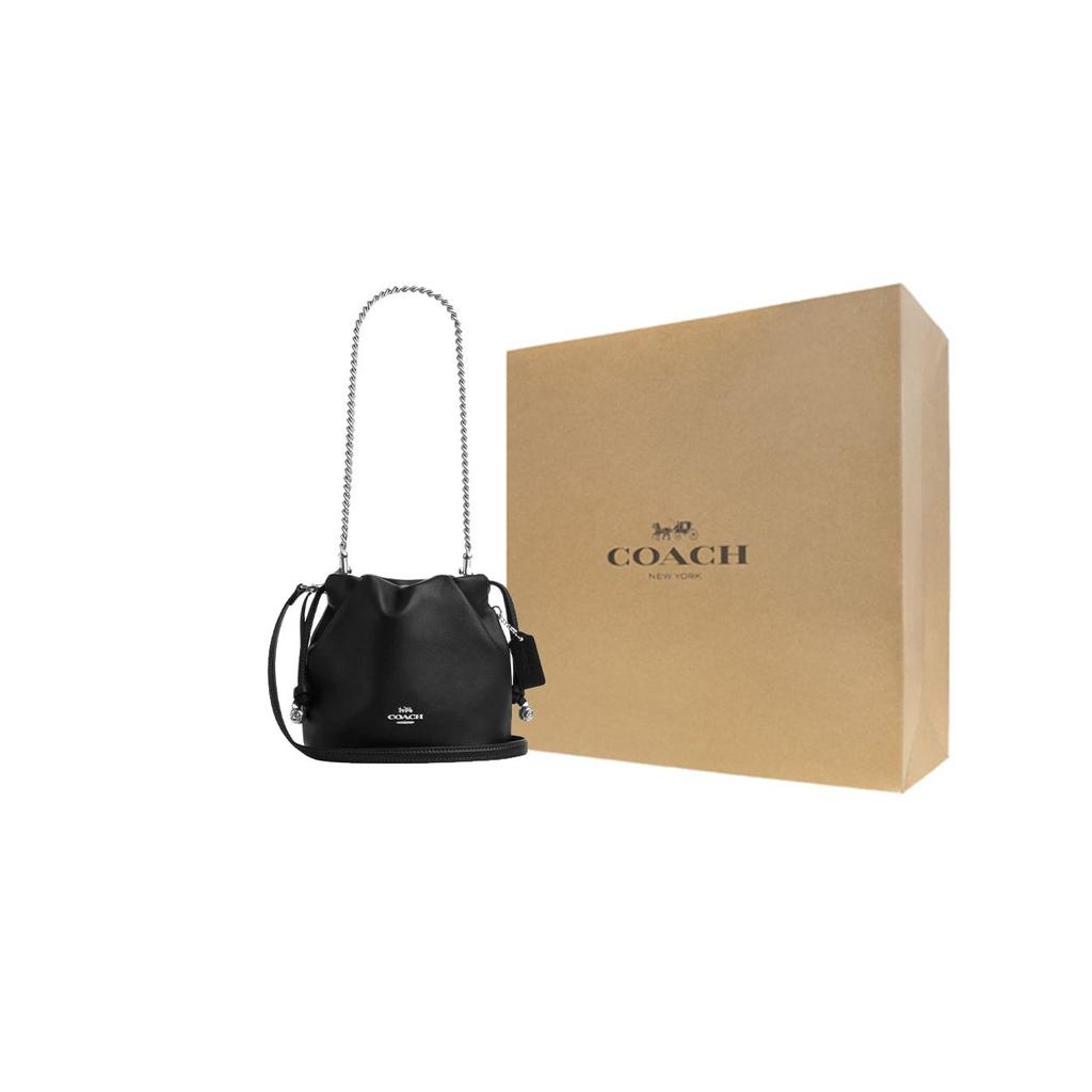Coach Faye 18 Silver Logo Bucket Bag Mini Women Bags Black CDB67-SVBK