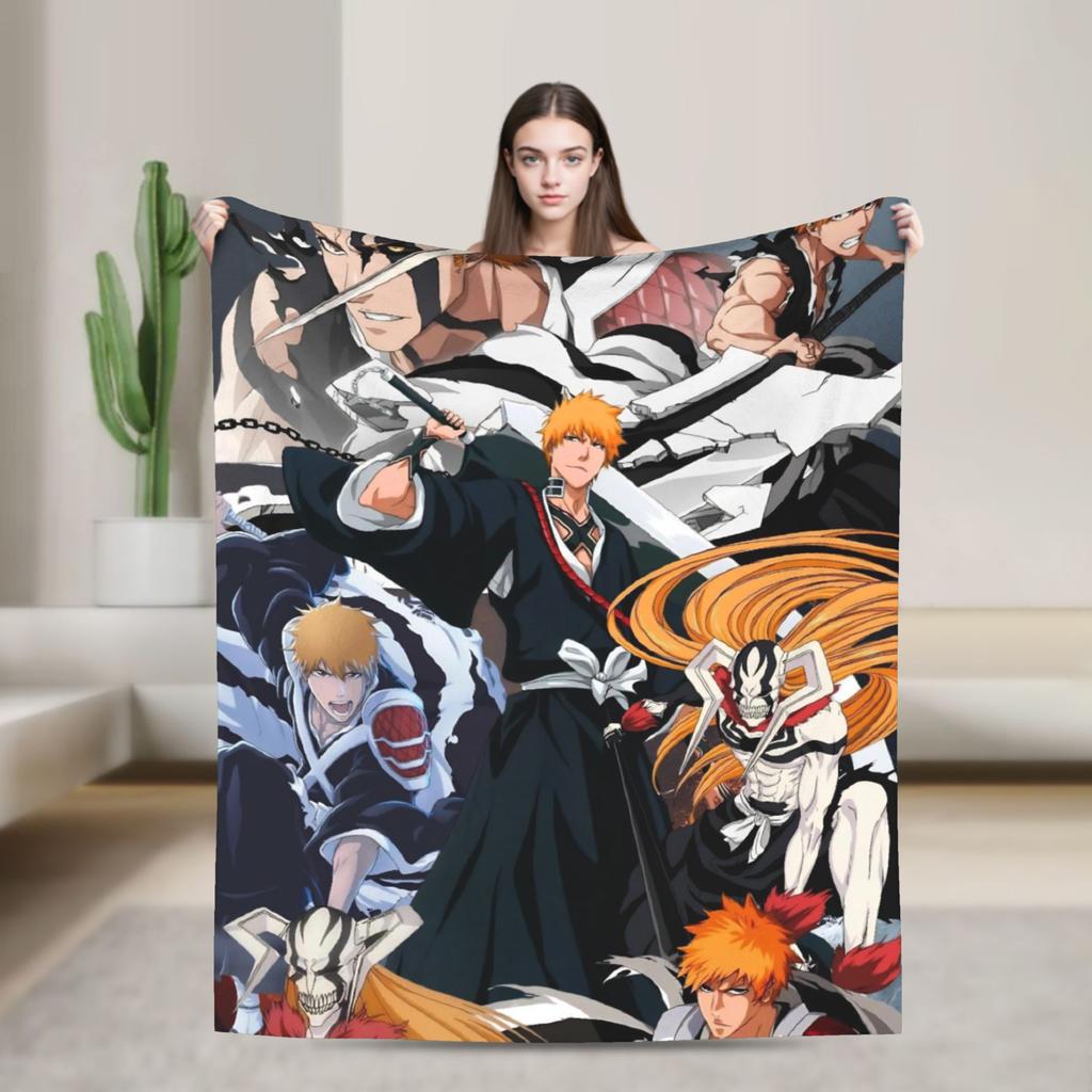 Urahara Kisuke Blankets Coral Fleece Plush Bleaches Anime Lightweight Thin Throw Blanket for Bed Bedspread