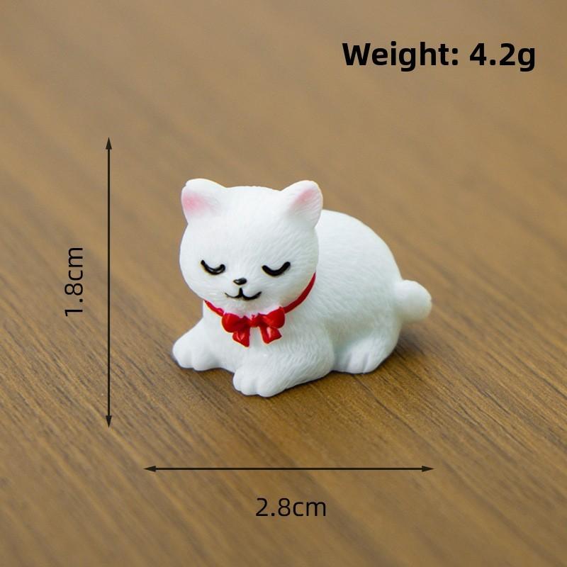 Cute Micro Cat Landscape Resin Ornament With Bow Tie Design For Home Decoration