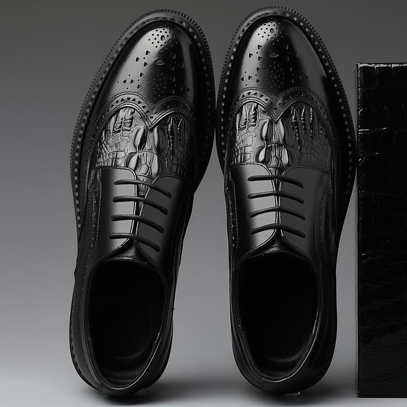 Spring Men's Shoes Leather Breathable Versatile Business Casual British Brock Leather Shoes Men's High-end Wedding Shoes
