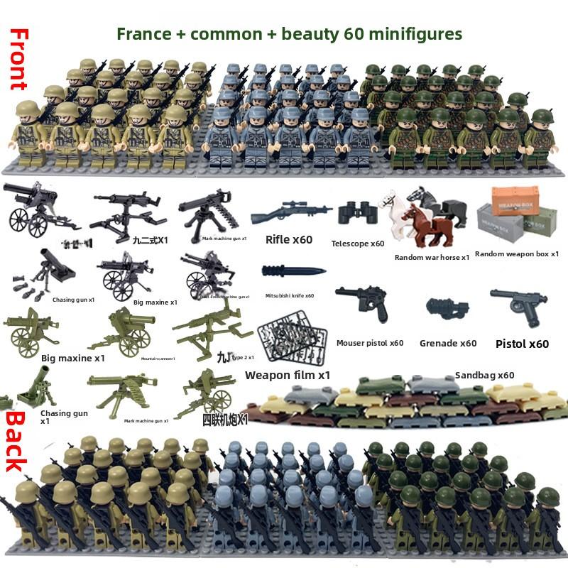 Non-Toxic Dolls Military World War Ii Doll Weapon Accessories Digital Assembly Toy Crawler Children'S Educational Splicing With Toys