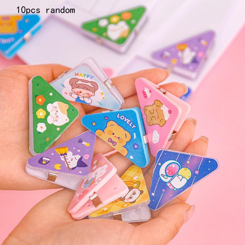 Office School Supplies Multifunctional Cartoon Color Corner Clip Student Cute Pp Note Test Paper Information Storage Triangle