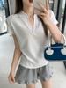 Simple casual Polo collar short-sleeved T-shirt women's summer shoulder thin temperament beautiful high-end small top