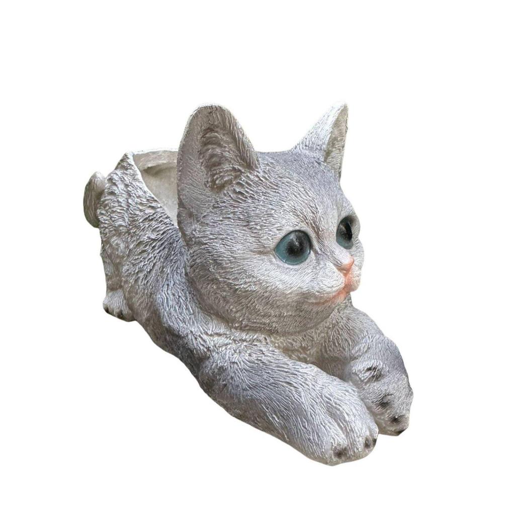 Resin Cat Shaped Planter Decorative Cat Figure Flower Pot Art Sculpture for Cactus Garden Decor