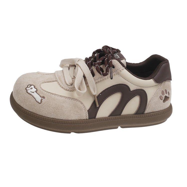

[Youshilai] Cute M bean puppy trend embroidered German training shoes 2025 new versatile casual board shoes women 35