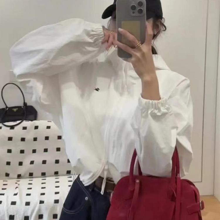 Women's European-Style Hooded Double-Zipper Windbreaker Jacket 2025 Spring - Loose Printed Petite Versatile Top