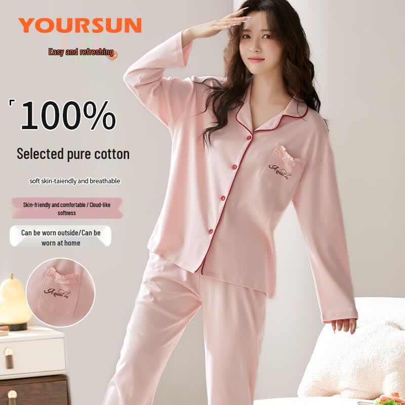 Women s 100% Cotton Long-Sleeve Pajama Set L
