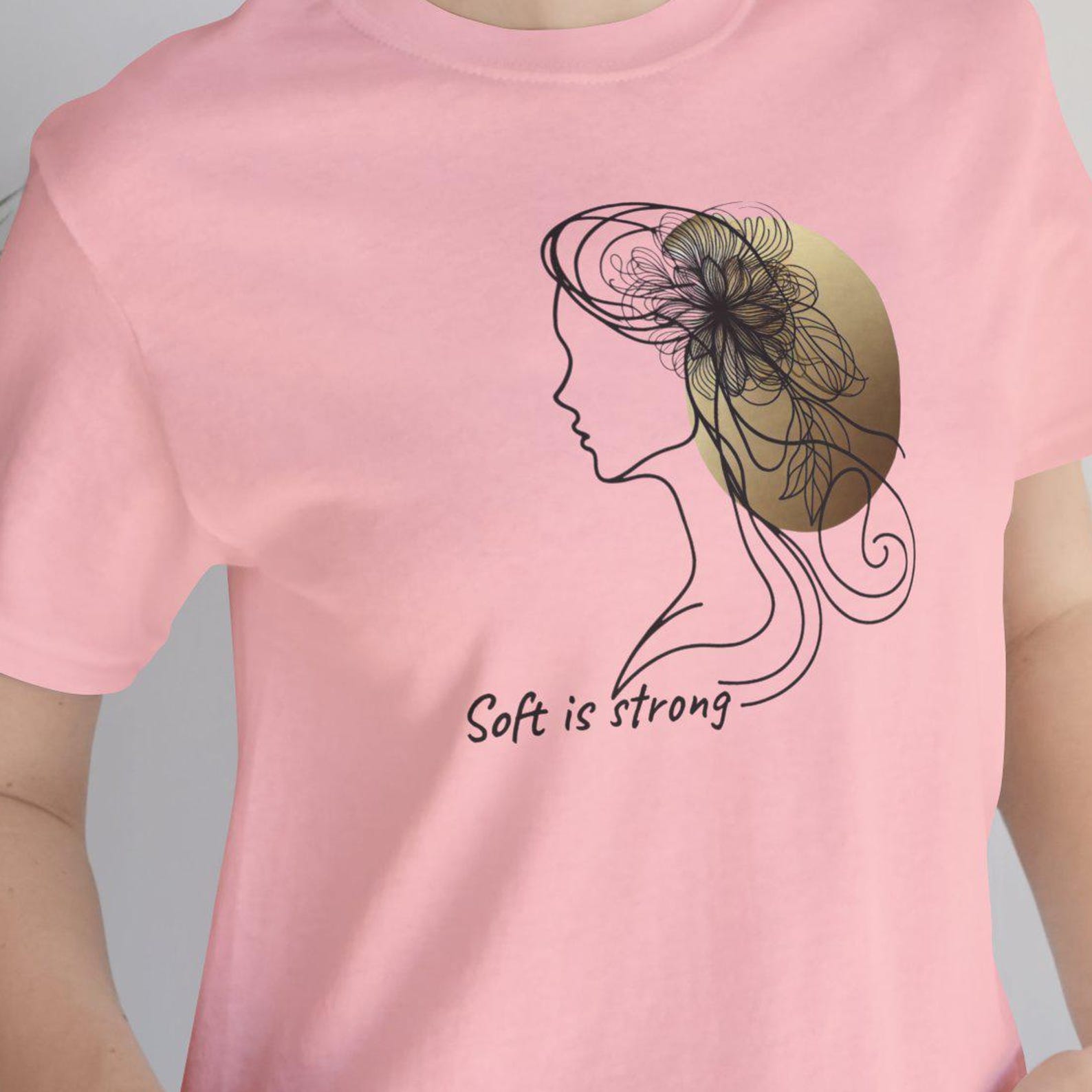 Soft Is Strong T shirt, Minimal Line Art Woman Tee, Feminine Quote Shirt, Self Growth Graphic Tee, Trendy Woman Shirt, Cute Summer T shirt M