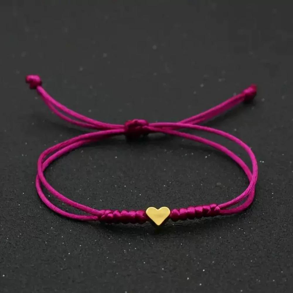 Hot Golden Silvery Heart Braided Rope Adjustable Bracelet Unisex Trendy Fashion Simple Versatile Couple Jewelry Gift Wholesale