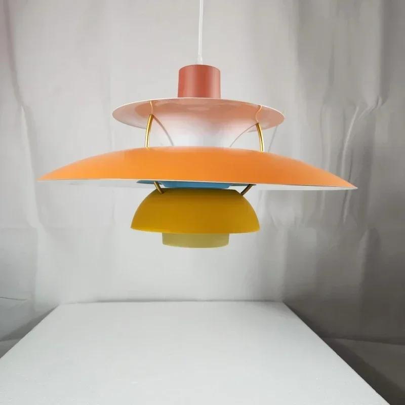 Danish Design Iron Pendant Light E27 LED Chandelier Nordic Colorful Umbrella Lamp Dinning Table Ceiling Decor Kitchen Droplight
