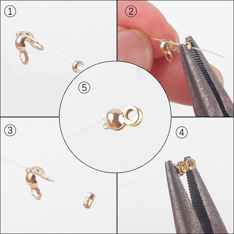 14K Gold Filled Double-Sided Snap Clasp Beaded Chain Accessory for DIY Jewelry
