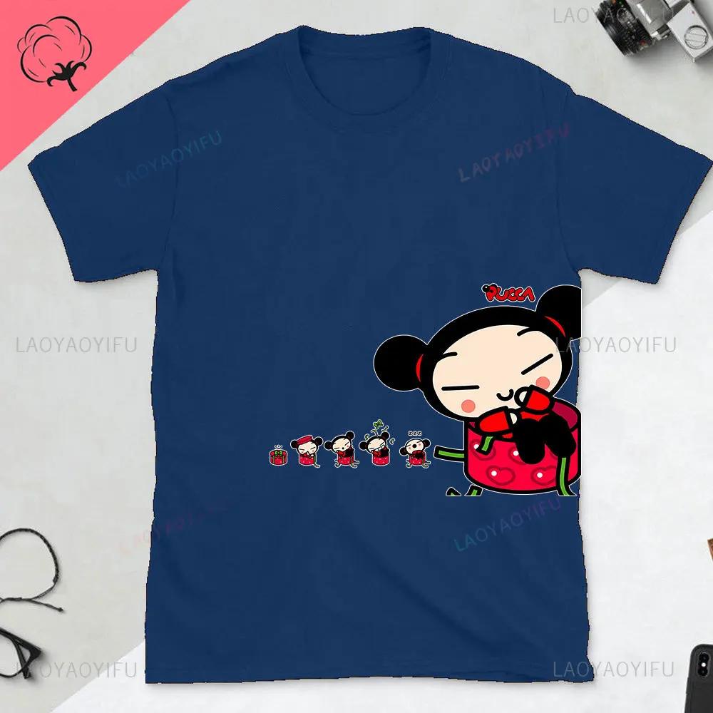 Pucca and Garu Cute Love Cat T Shirt Women Cotton Short Sleeve Kawaii Print Tshirt Funny Cartoon Graphic TShirts Woman Clothing