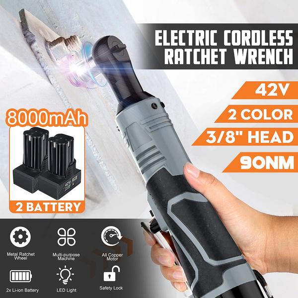

8000 мАч, 42 В, 3/8 дюйма, светодиодный электрический беспроводной угловой гаечный ключ с храповым механизмом, с батареями 1/2 1 Battery EU