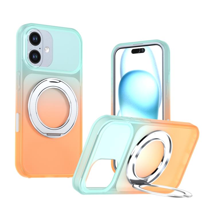 Phantom Skin Feel Gradient PC+TPU Phone Case With 360° Rotating Metal Holder, Magnetic Wireless Charging Shockproof Protective Cover