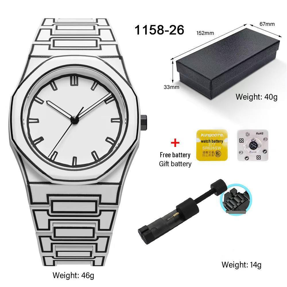 Ceas de mână bărbătesc versatil, ultra-subțire, cu cuarț siliconic, cu dată, cifre arabe și design rezistent la apă