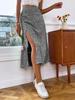 2025 Autumn Floral Print Slit A-Line Mid-Waist Long Skirt