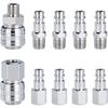 Kit 10 Pneumatic Fittings 1/4" BSP – Nickel-plated Quick Connectors (male/female Mix)