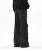 Unisex Vintage Black Distressed Wide-Leg Workwear Jeans with Multi-Pockets - High Street Punk Style