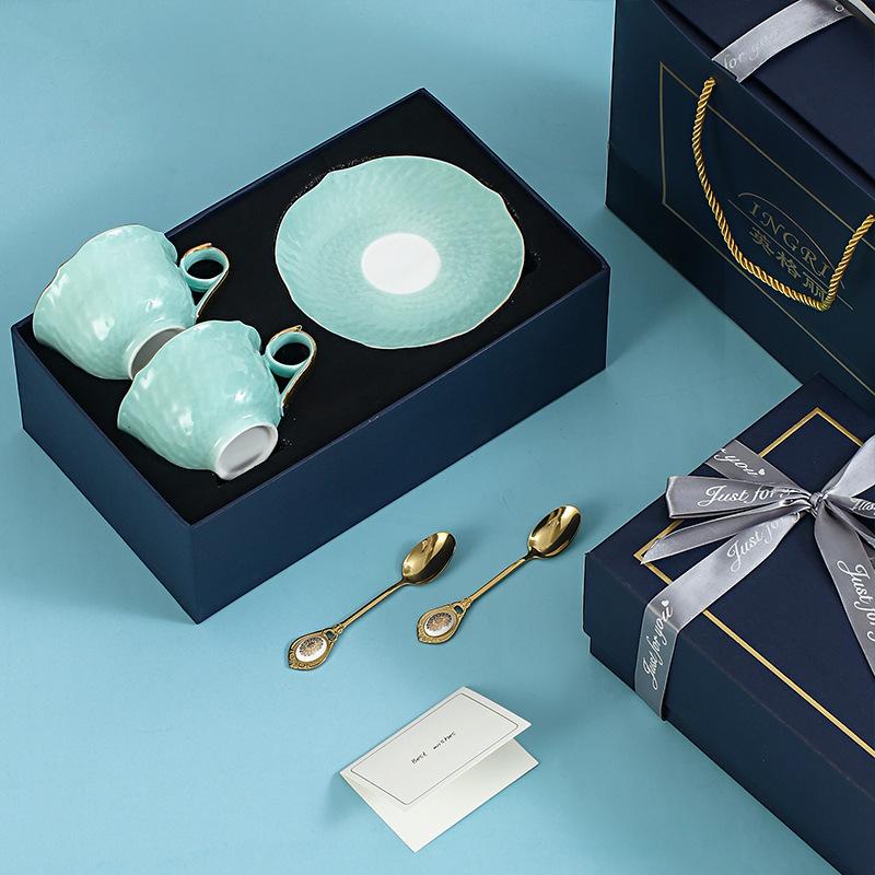 Light Luxury Bone China Coffee Cups And Saucers, High-End Exquisite Household Afternoon Tea Set, Cup Couple Cup Gift Box.