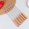 Fondue Fork Set for Chocolate Cheese BBQ Reusable Stainless Steel Wooden Handle Fruit Forks for Party Dipping and Grilling