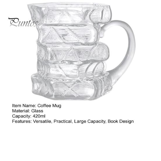 Stacked Book Glass Cup Coffee Mug Design 420mlHeat-Resistant Tea 420ml Clear Microwave Safe Dishwasher Gift for Lovers And Collectors