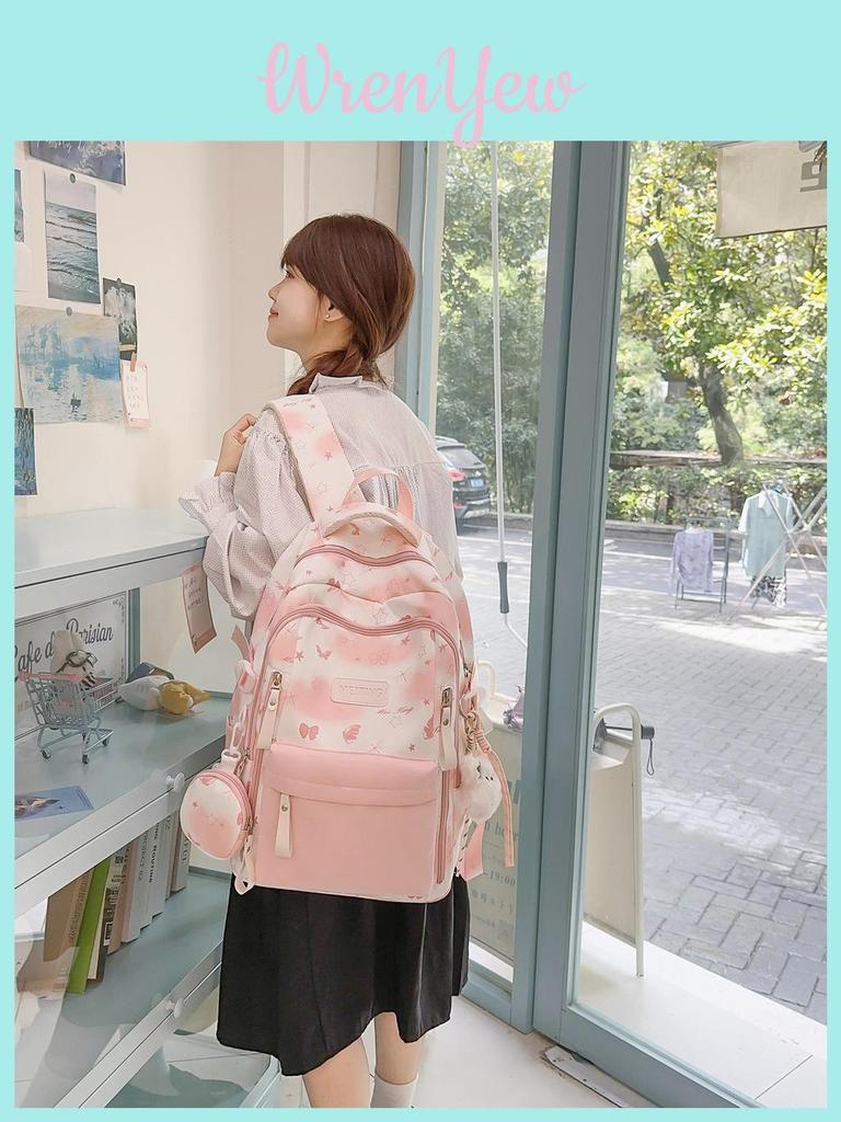 Jugendlicher Schmetterlings-Rucksack für die Schule mit Nylon und Laptop-Fach