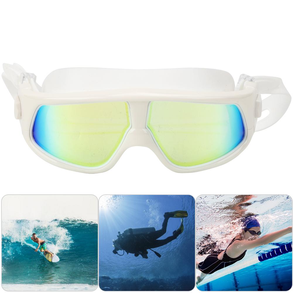 Adult Large Frame Waterproof Antifog Swimming Goggles Electroplate Plain Glass Diving Supply