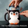 3D Print Penguin Ice Cream Sleeve Leak Proof Cup Holder Spoon Slot Secret Snack Drawer Cute Penguin Storage Organizer For Snack