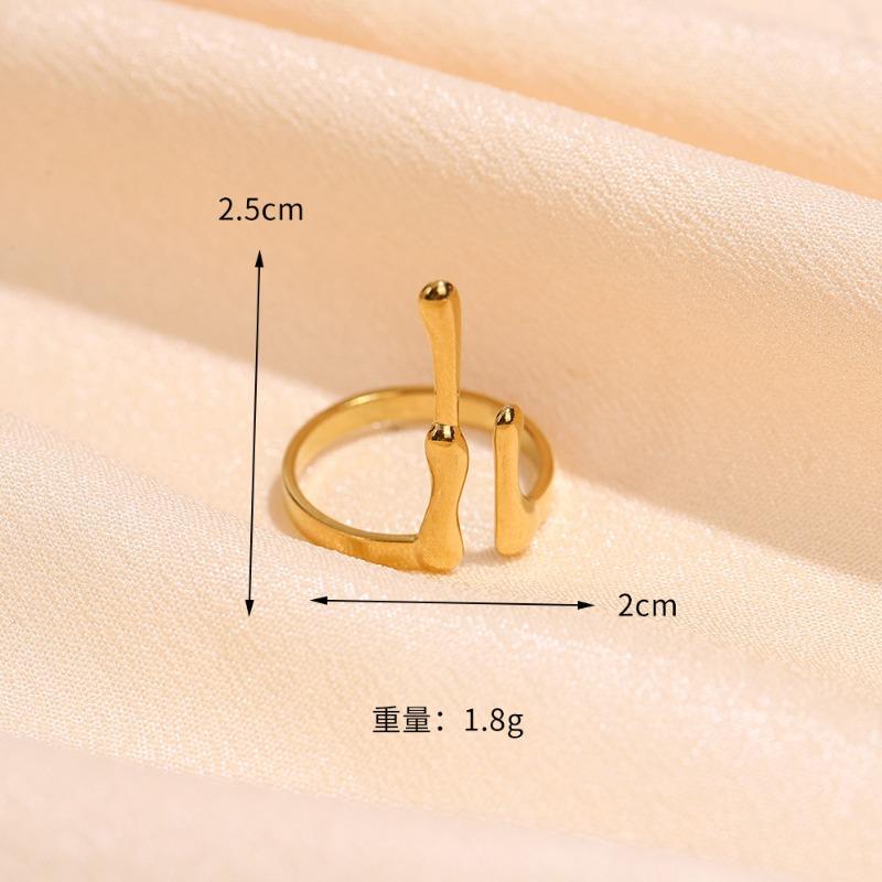 Premium Stainless Steel Ring Opening Retro Geometric Line Ring Hydraulic Titanium Steel Jewelry