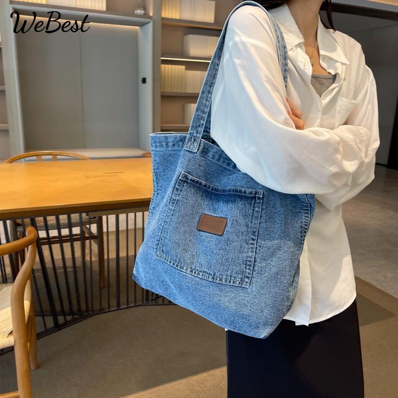 

Canvas Shoulder Bag Large Capacity Shopping Bag світло-синій колір