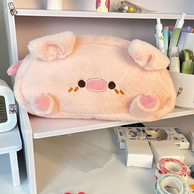Pluche roze kleur varkentje etui creatieve Koreaanse student etui