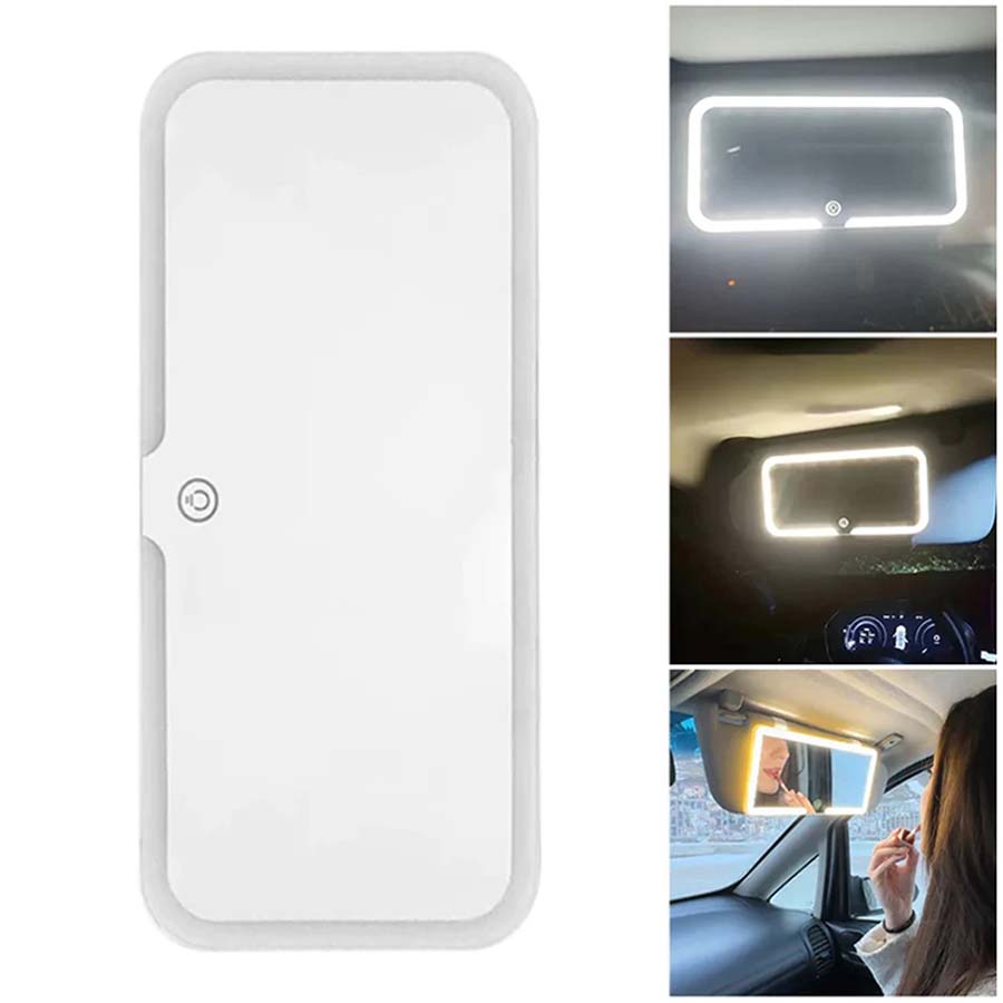 Specchio per Tenda Parasole Auto a LED con 3 Modalità di Luce e 60 LED Ricaricabile Specchio Auto per Trucco Cosmetico Specchietti per Trucco Ricaricabili