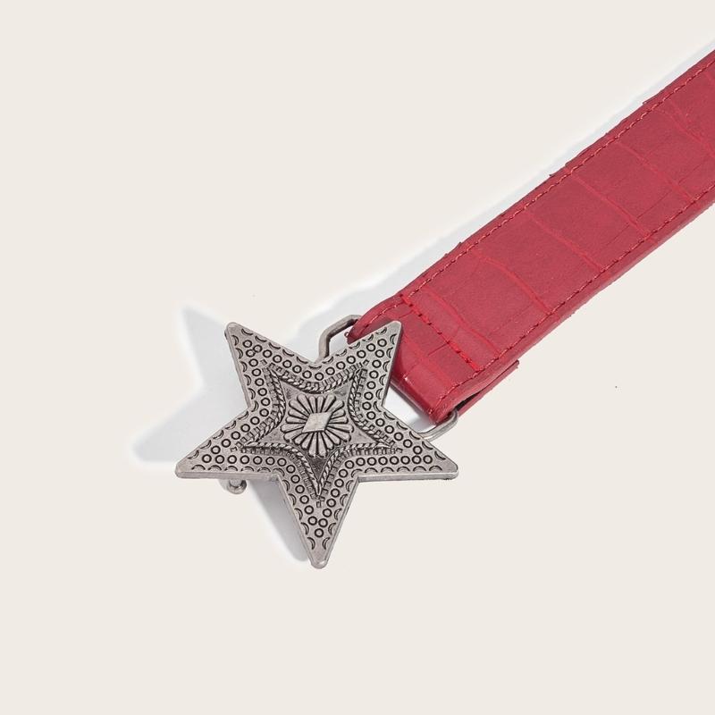 Engraved Waist Belt Punk Chain for Cowboy Cowgirl Carved Star Buckle Retro Star Buckle Waist Chain Belt