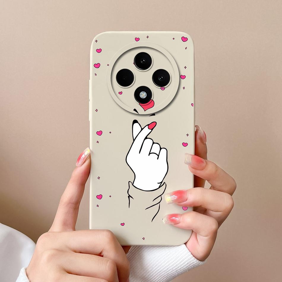 Love Heart Case For Oppo Reno 12F Phone Shell Soft Liquid Silicone Camera Protection Back Cover For Oppo Reno12F 12 F Bumper