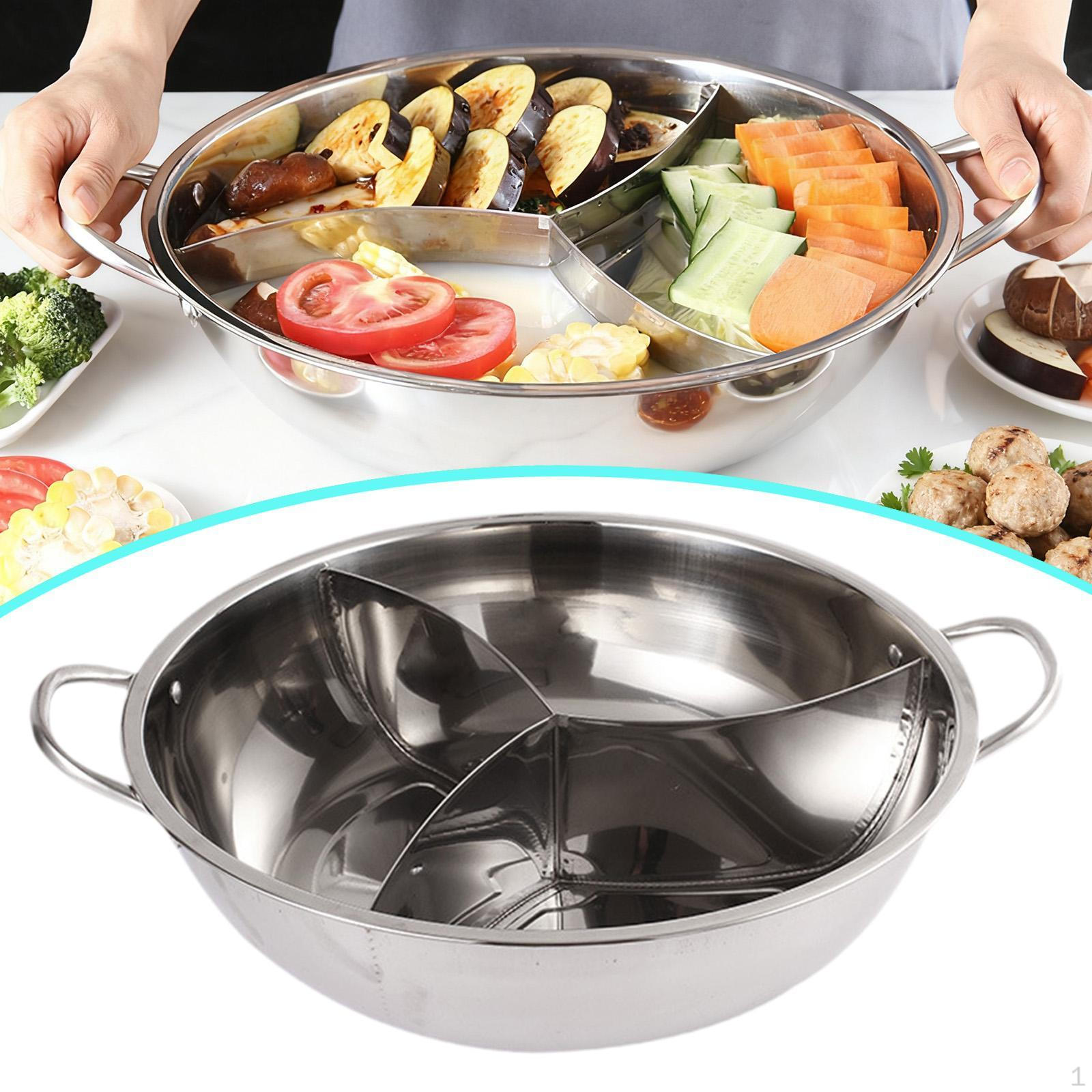 Нержавеющая сталь Разделенная кастрюля Готовка 3 вкуса Китайская суповая посуда Многофункциональная для 38cm