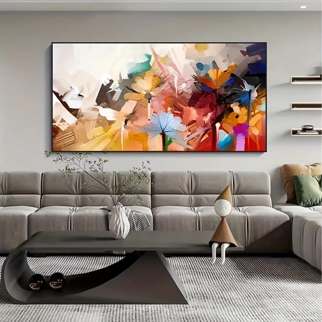 1 piece modern flower poster - frameless canvas warm tones flower painting, decoration, 2D flat frameless painting