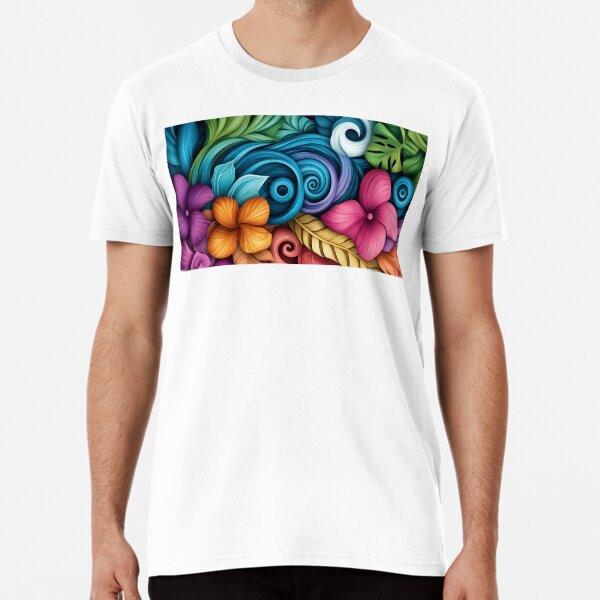 Tropical Waves and Flowers  Colorful Nature S to 5XL Made in the AU/USA T-Shirt