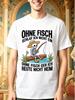 Unisex Black Tee Skeleton Fishing Gerunisex Funny Slogan Graphic Print Short Sleeve Loose Casual Top For Adult Male Daily Street Wear