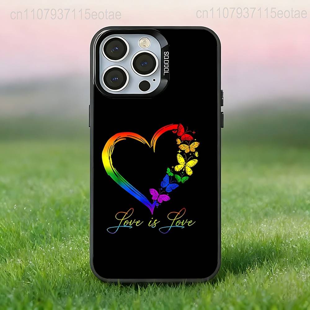 Love Is Love LGBT Homosexual Phone Case For iPhone 17,16,15,14,13,12,11,Pro,XS,Max,Plus,Mini,SE4,E Black Matte Shockproof Cover