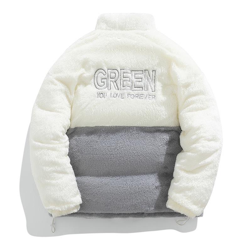 Men's Winter Stand Collar Cotton Coat with Lamb Fleece Lining - Casual, Thickened Style for Couples