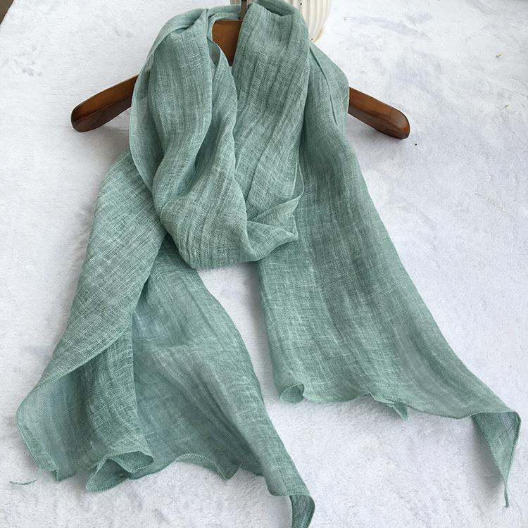 Solid Color Extended Diamond Scarves Japanese Literary Sunscreen Scarf Irregular Linen Shawls for Women 34*220cm