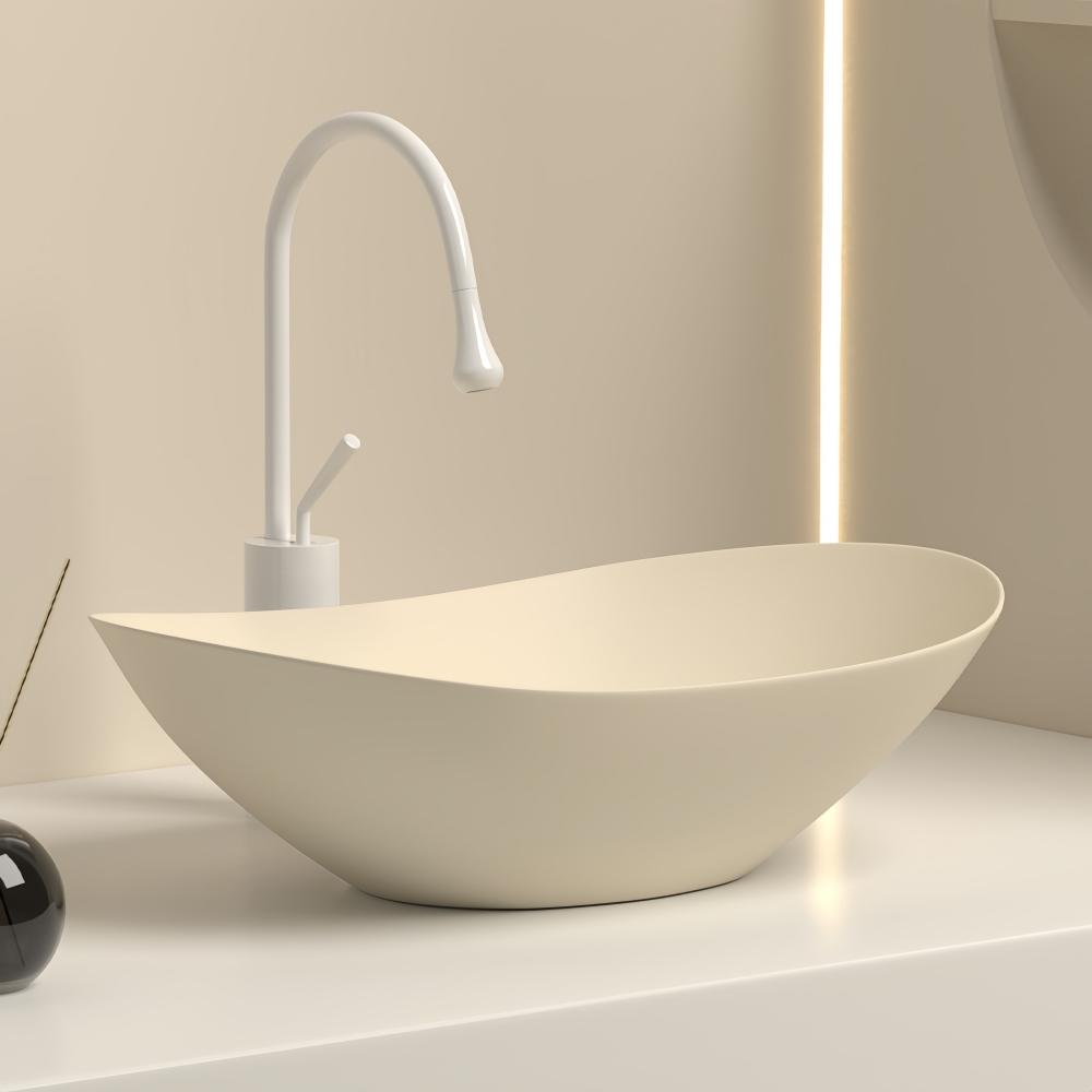 Modernes ovales Keramikwaschbecken, 16,3 x 9,8 Zoll – elegantes Badezimmerwaschbecken mit Abflusszubehör (Wasserhahn nicht im Lieferumfang enthalten)