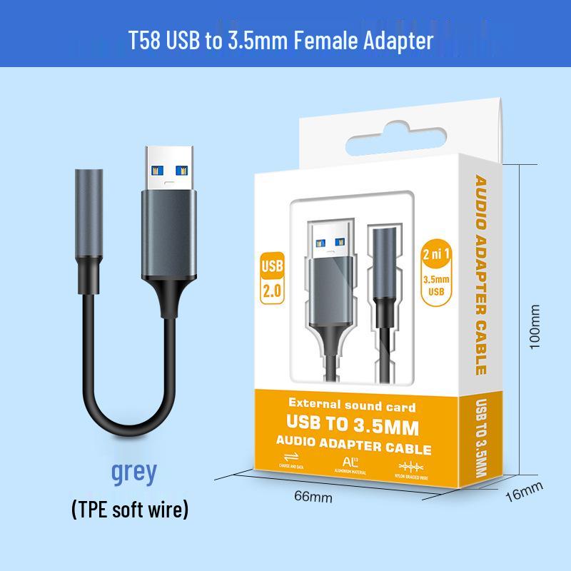 USB To 3.5mm Audio Headphone Adapter Cable