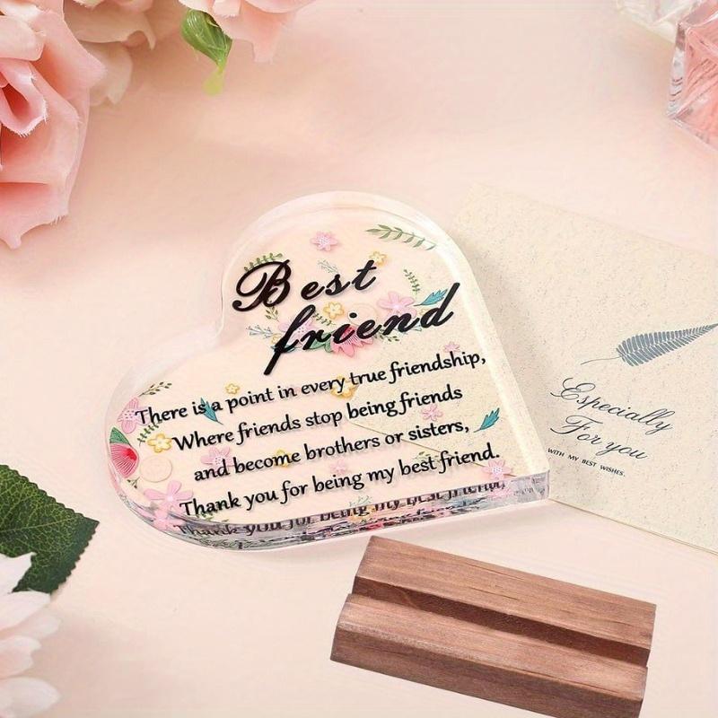 Serce dla Najlepszej Przyjaciółki - Akrylowa Tabliczka na Biurko, Prezent na Urodziny i Boże Narodzenie