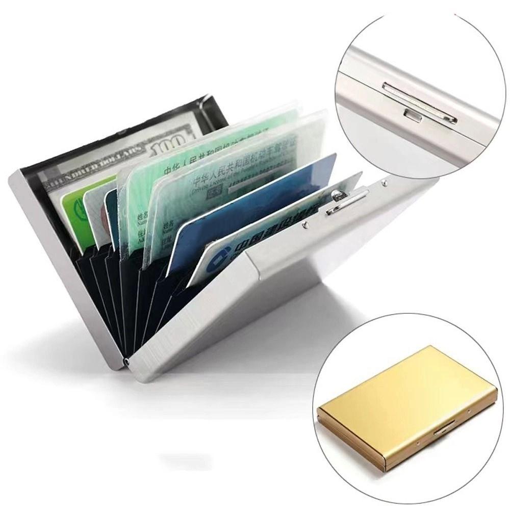 Stainless Steel Card Antimagnetic Case 10 Card Slots RFID Card Holder Bank Card Case  Travel