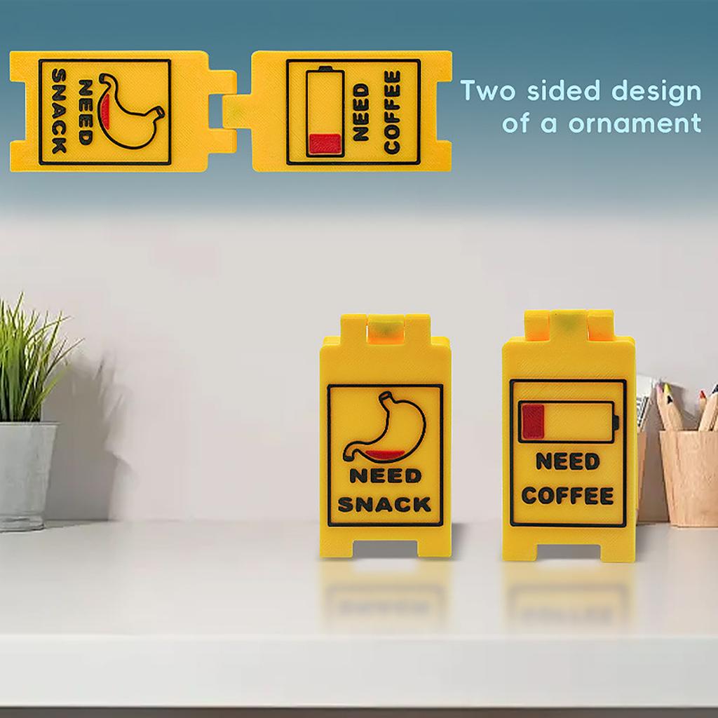 Need Coffee Need Snacks Sign Double-Sided Desk Decoration Fun Tabletop Plaque