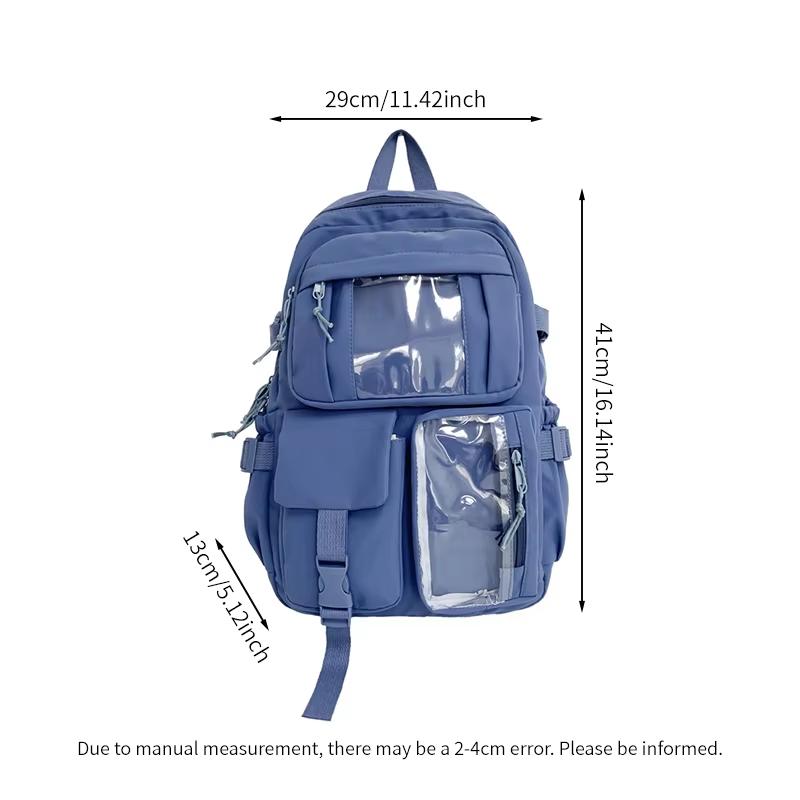 Cute Oxford Cloth Ita School Backpack, Multi-Pocket Breathable Bag for Girls & Ladies, Clear Window for Badges